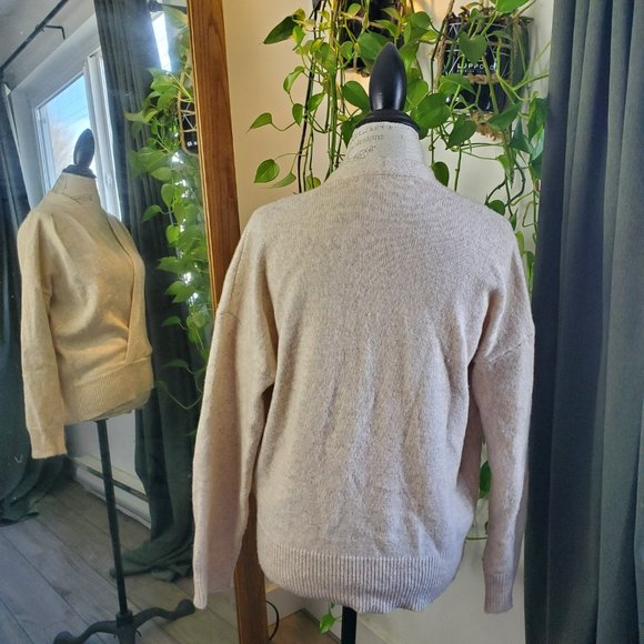 ASTR the Label | Beige Wool Blend Pleated Wrap Front Sweater (Size M) - Picture 8 of 12